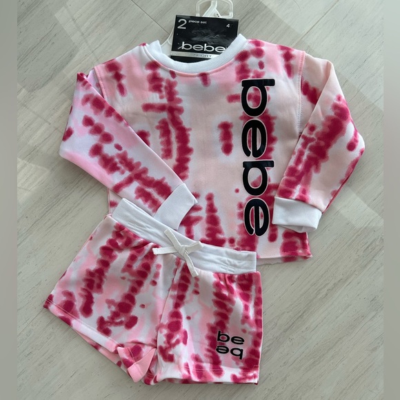 bebe Other - NWT BEBE SPORT GIRLS pink tie dye Sweatshirt and shorts, 2 piece set. Size 4
